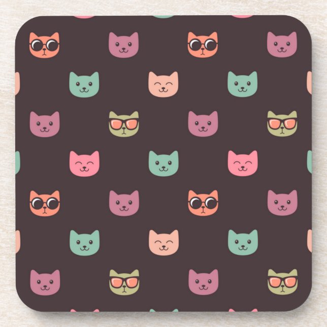 Cat pattern beverage coaster (Front)