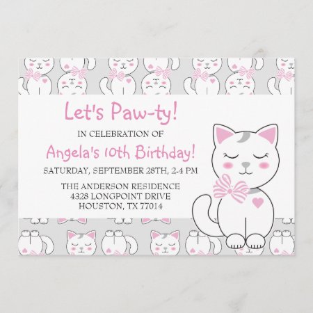 Cat Pattern Birthday Girl Invitation