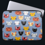 Cat Pattern Blue Laptop Sleeve<br><div class="desc">Lots of lovely little cats,  for animal lovers.  Original art by Nic Squirrell.</div>