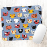 Cat Pattern Blue Mouse Pad<br><div class="desc">Lots of cute little cats on a mid blue background.  Cats love a mouse.  Original art by Nic Squirrell.</div>