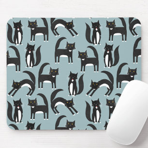 Cat Pattern Blue Mouse Pad