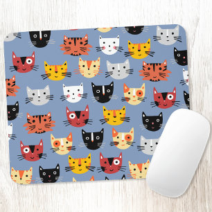 Cat Pattern Blue Mouse Pad