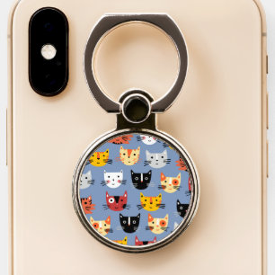 Cat Pattern Blue Phone Ring Stand