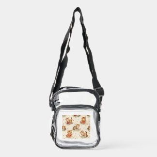 cat pattern christmas clear crossbody bag