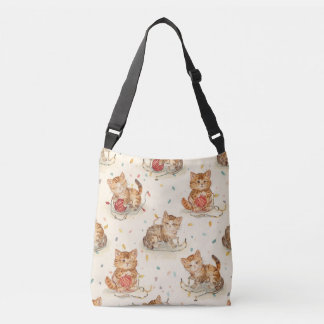 cat pattern christmas crossbody bag