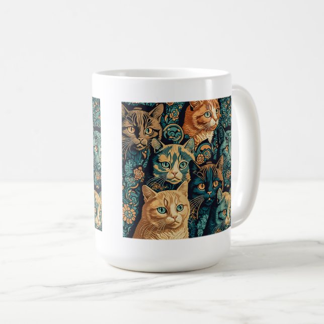 Cat Pattern Classic Mug, 15 oz  Coffee Mug (Front Right)