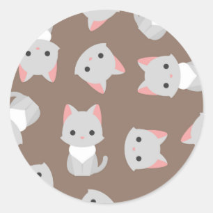 Cat pattern classic round sticker