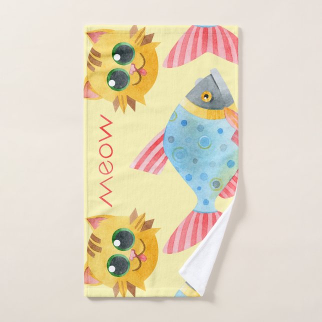  Cat Pattern Cute Colorful Pets Animals Hand Towel (Hand Towel)