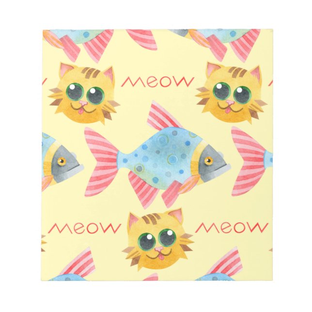  Cat Pattern Cute Colorful Pets Animals    Notepad (Front)