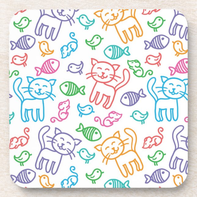 cat pattern drink coaster (Front)