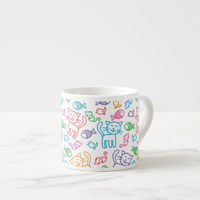 cat pattern espresso cup (Front Right)