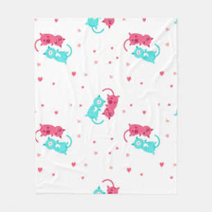 Cat pattern fleece blanket