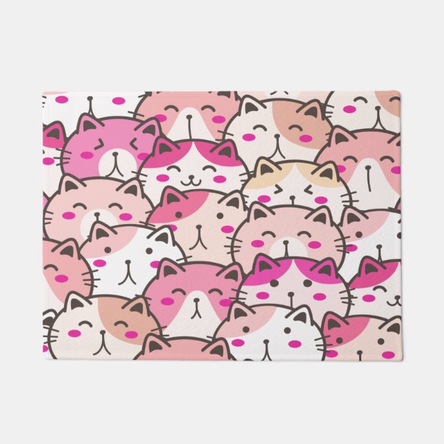 Cat Pattern Funny Colorful Pets Animals  Doormat (Front)