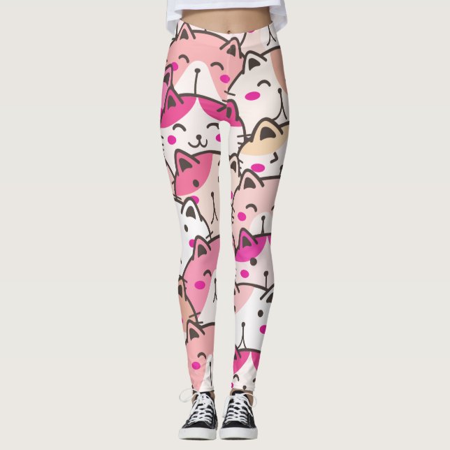 Cat Pattern Funny Colorful Pets Animals   Leggings (Front)