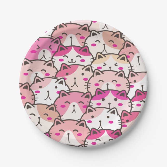 Cat Pattern Funny Colorful Pets Animals   Paper Plates (Front)