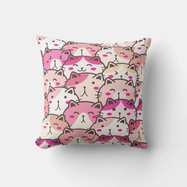 Cat Pattern Funny Colorful Pets Animals   Throw Pillow (Front)