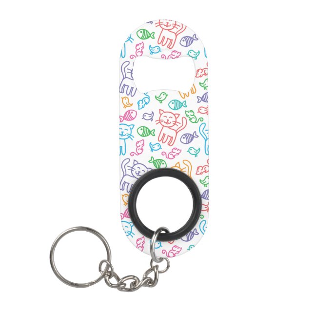 cat pattern keychain bottle opener (Front)