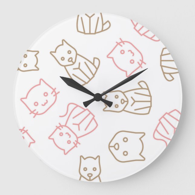 Cat pattern large clock (Front)