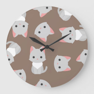 Cat pattern large clock