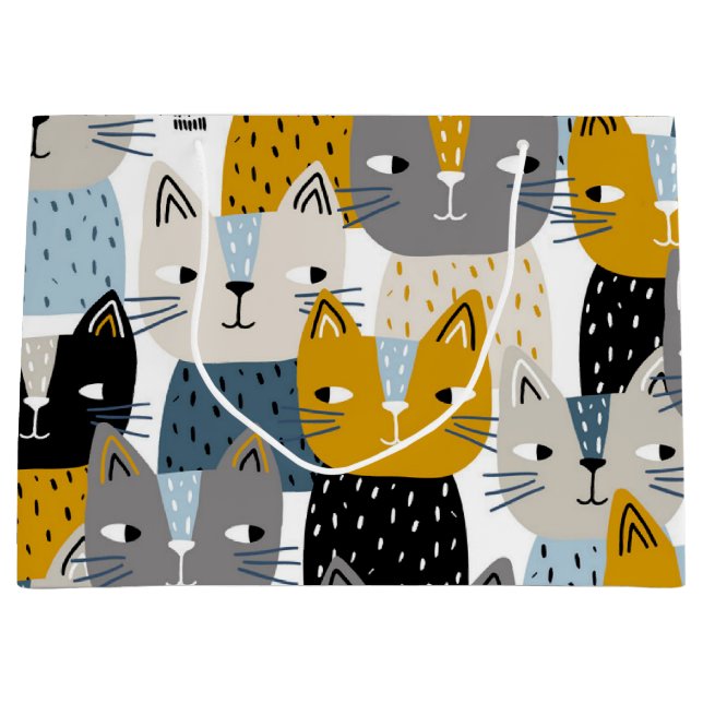 Cat pattern large gift bag (Front)