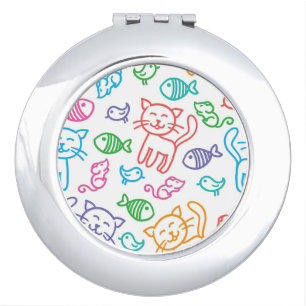 cat pattern makeup mirror
