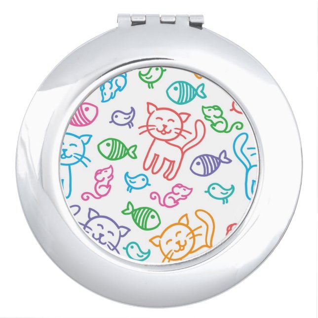 cat pattern makeup mirror (Front)