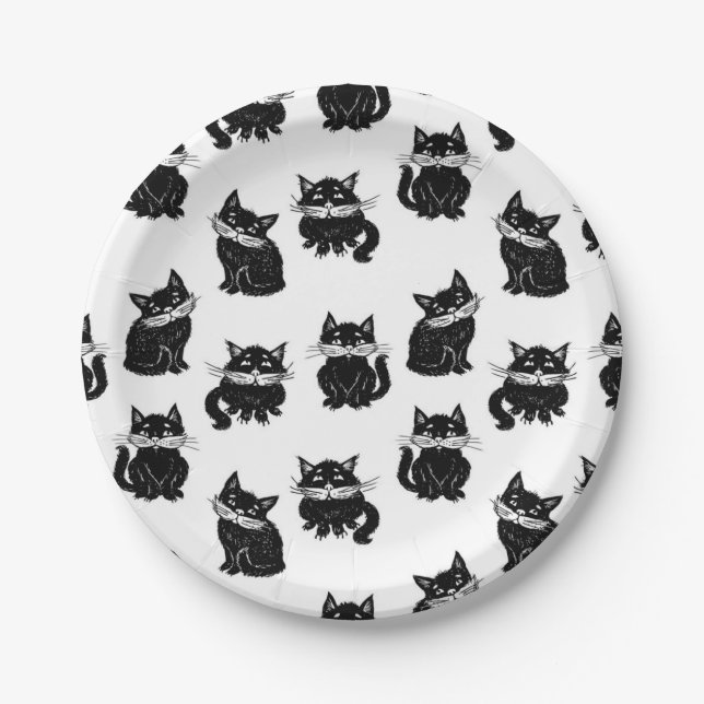 Cat pattern paper plates (Front)