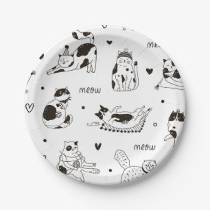 Cat pattern paper plates