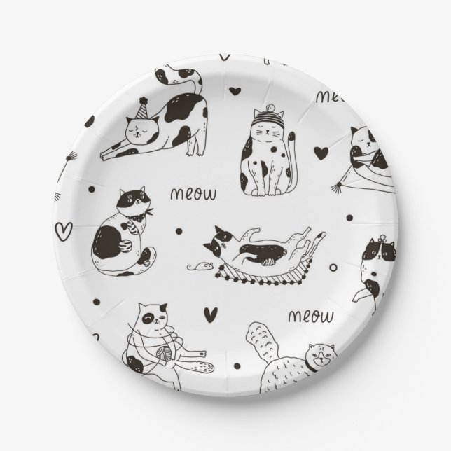 Cat pattern paper plates (Front)
