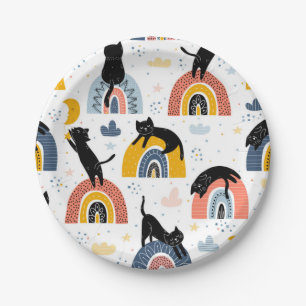 Cat pattern paper plates