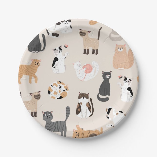 Cat pattern paper plates (Front)