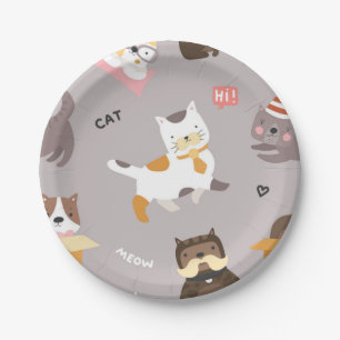 Cat pattern paper plates
