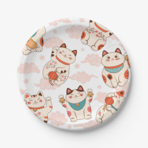 Cat pattern paper plates