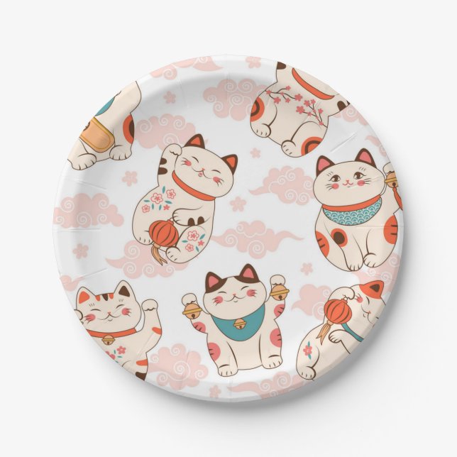 Cat pattern paper plates (Front)