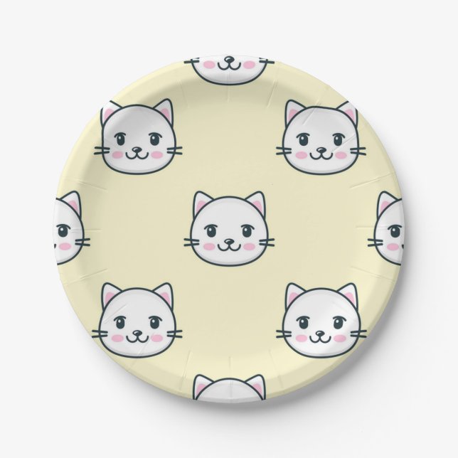 Cat pattern paper plates (Front)
