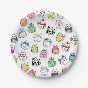Cat pattern paper plates