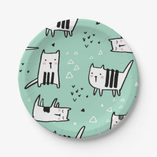Cat pattern paper plates