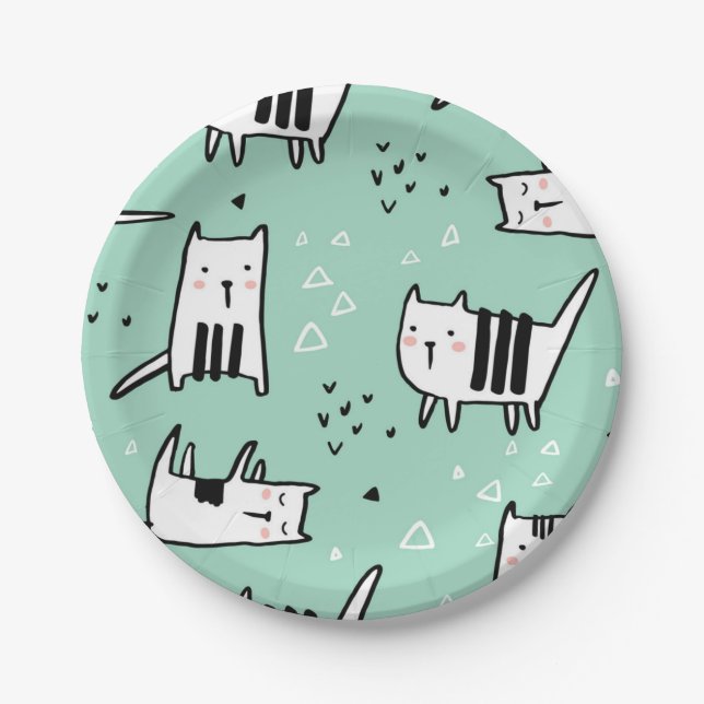 Cat pattern paper plates (Front)