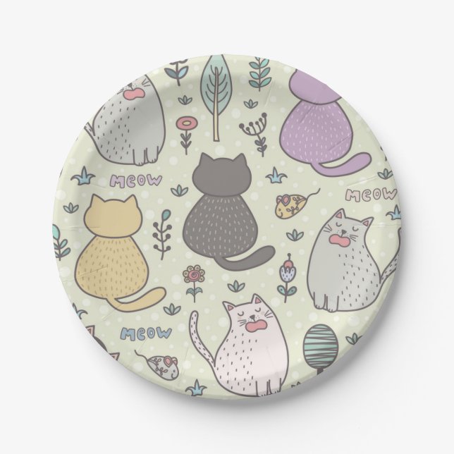 Cat pattern paper plates (Front)