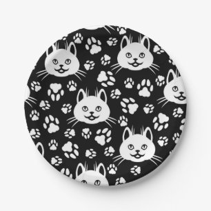Cat pattern paper plates