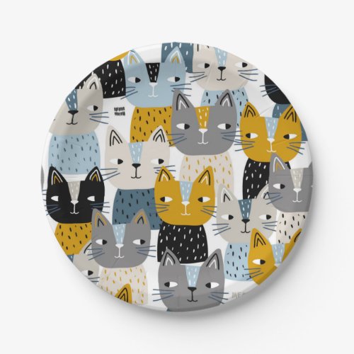 Cat pattern paper plates