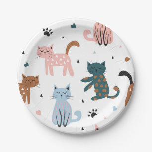 Cat pattern paper plates