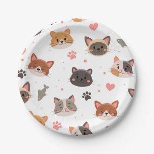 Cat pattern paper plates