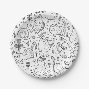 Cat pattern paper plates