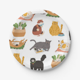 Cat pattern paper plates