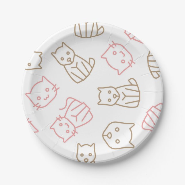 Cat pattern paper plates (Front)