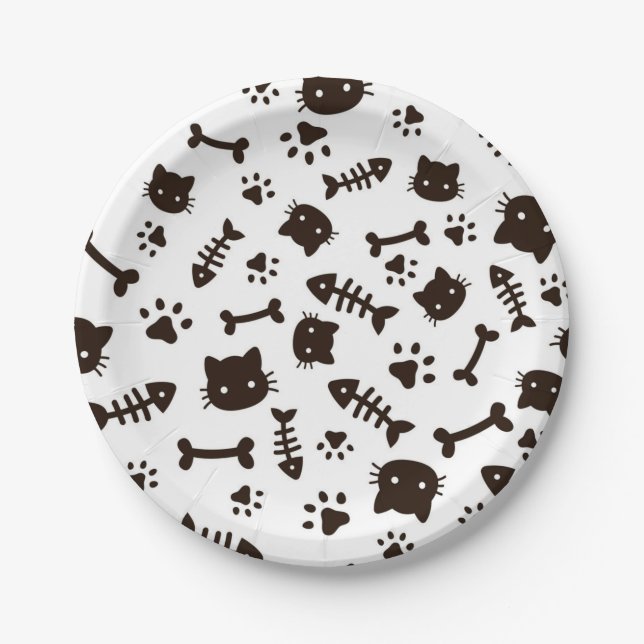 Cat pattern paper plates (Front)