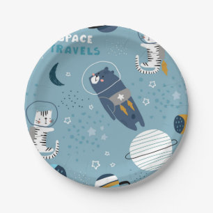 Cat pattern paper plates