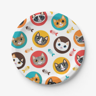 Cat pattern paper plates