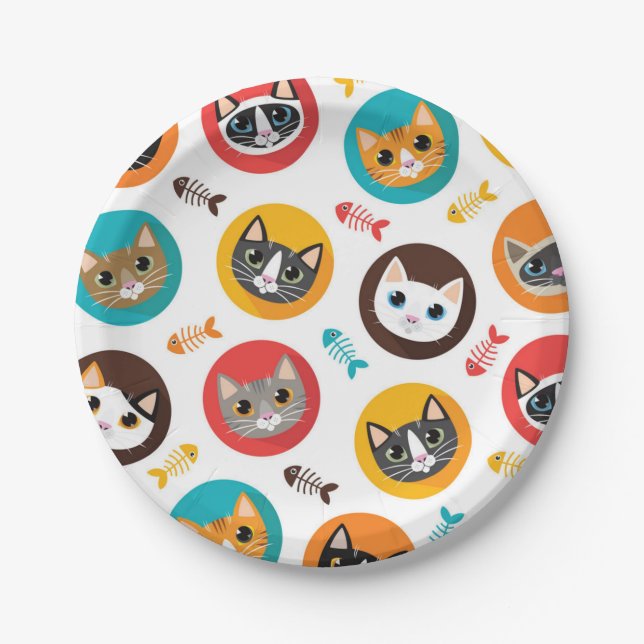 Cat pattern paper plates (Front)